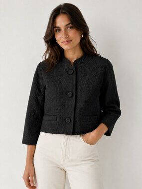 Vintage Natalie Green Micro Quilted Cropped Black Unique Jacket M